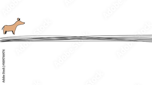 An animal similar to an even-toed ungulate or herbivore runs across the changing surface in the form of thin stripes.