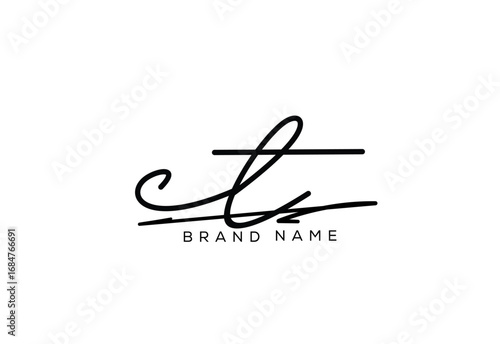 CT letter elegant cursive beauty handwriting logo.