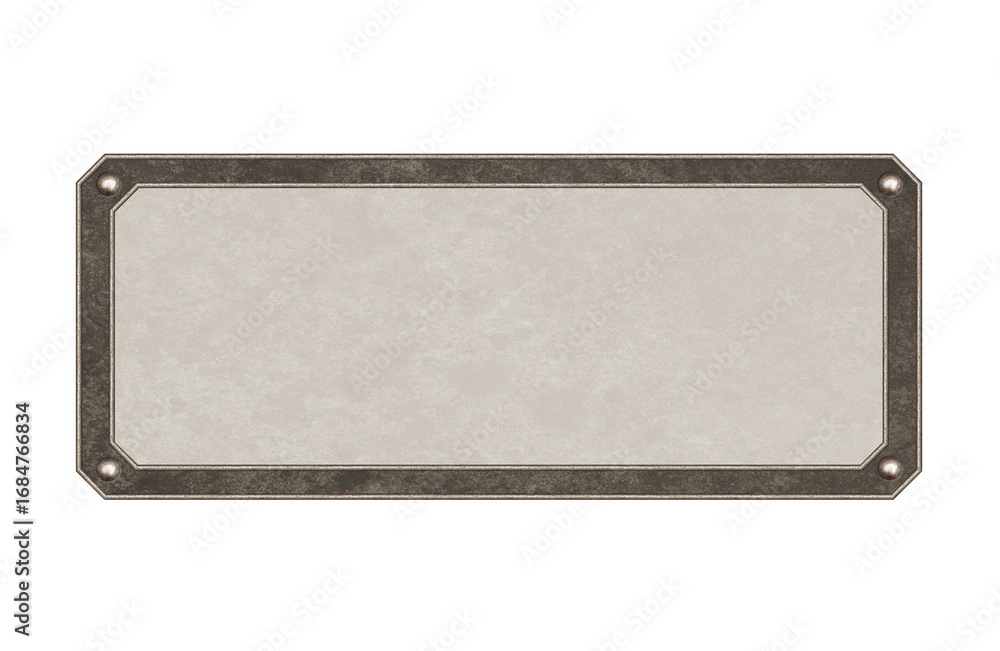 Fototapeta premium metal frame with beige texture inssde isolated on white