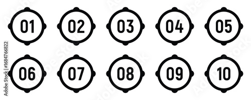 Numbers set 1 to 10 vector icon set illustration on white background. EPS 10