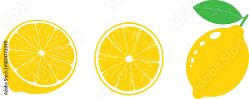 lemon icon set, lemon vector, fresh lemon, yellow lemon ,green lemon, lemon slice lemon eps