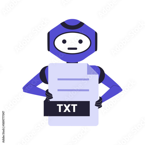 Robots.txt and Website Crawling Control Illustration. A Friendly Robot Guiding Webmasters on How to Manage Search Engine Crawlers and Indexing. Vector Flat Illustration