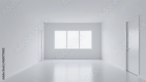 Wallpaper Mural Minimalist White Room with Window and Door Torontodigital.ca