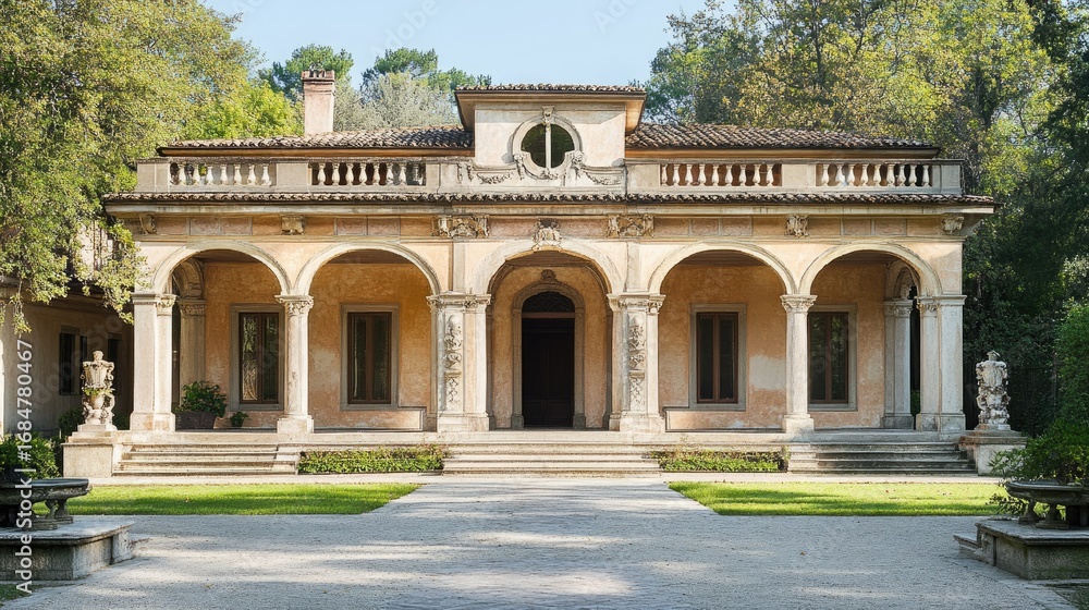 Obraz premium Italian Villa in a Serene Garden