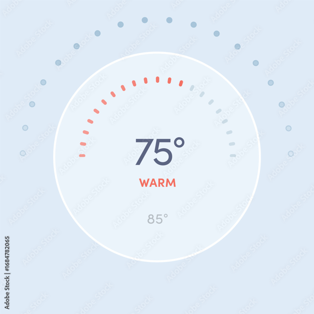 Naklejka premium Temperature Regulator Warm – Skeuomorphism UI