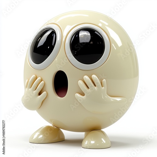 Wallpaper Mural 3D Render of Shocked Beige Emoji with Glossy Black Eyes on White Background Torontodigital.ca