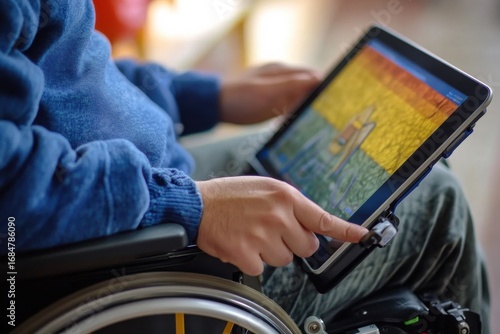 Empowering individuals with disabilities at home digital interaction indoor close-up assistive technology