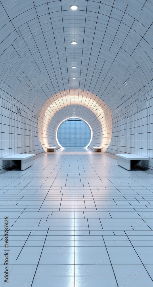 Fototapeta premium Futuristic Interior With Glowing Portal
