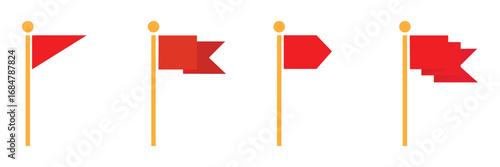 Red flags. Red flag icon set, start and finish symbols. Target symbols .Vector illustration . EPS 10 .