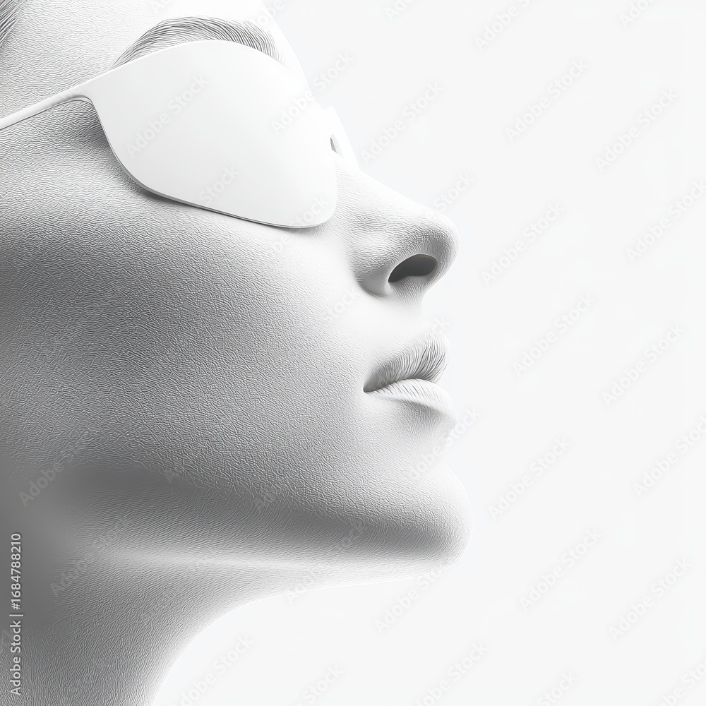 custom made wallpaper toronto digitalAbstract Stippled Portrait of Person Face Profile with Glasses on White Background