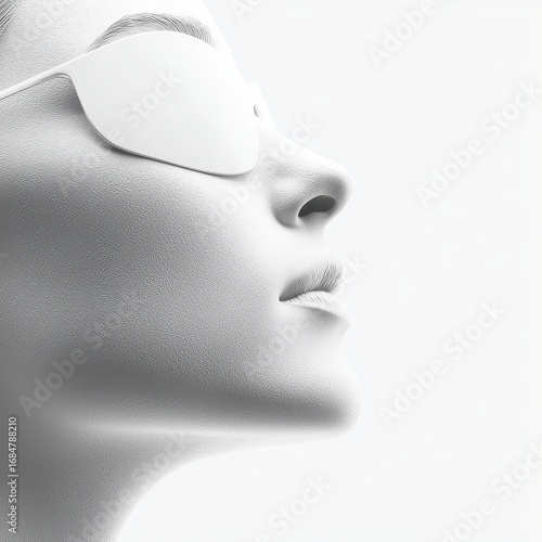 Wallpaper Mural Abstract Stippled Portrait of Person Face Profile with Glasses on White Background Torontodigital.ca