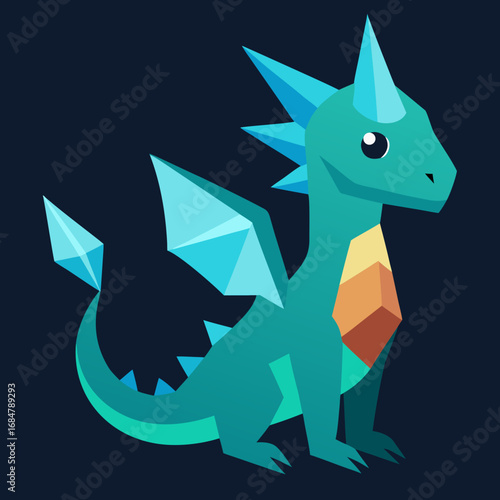 Cartoon glowing dragon crystal vector illustration