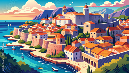 Dubrovnik in Croatia, the “Pearl of the Adriatic,” enchants with marble streets, red-tiled rooftops, towering fortifications, and sea views, a masterpiece of Renaissance and baroque urban planning.