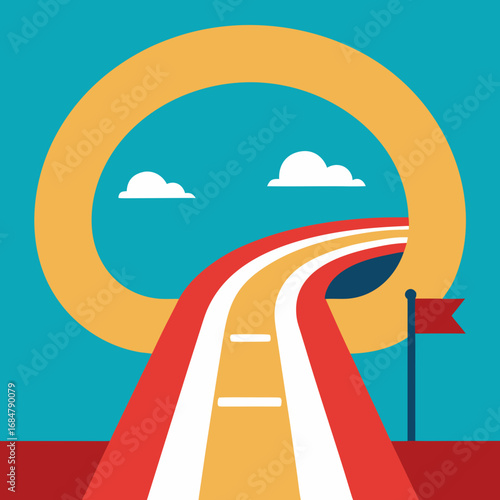 Cartoon marathon track vector illustration
