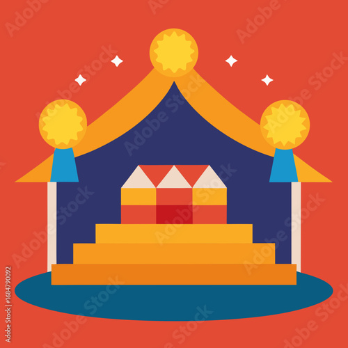 Cartoon cheerleading stage vector illustration