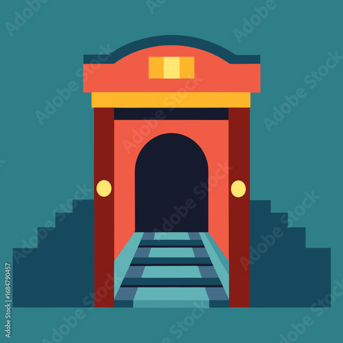 Cartoon subway entrance vector illustration