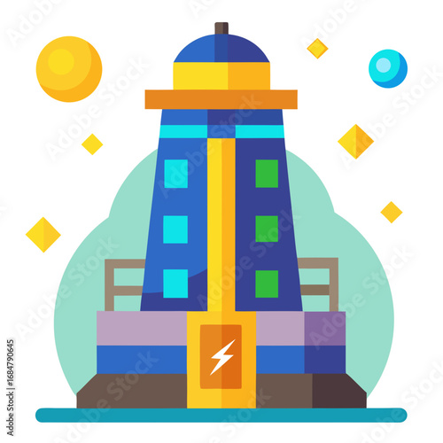Cartoon futuristic energy reactor vector illustration