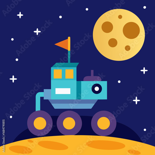 Cartoon lunar rover background vector illustration