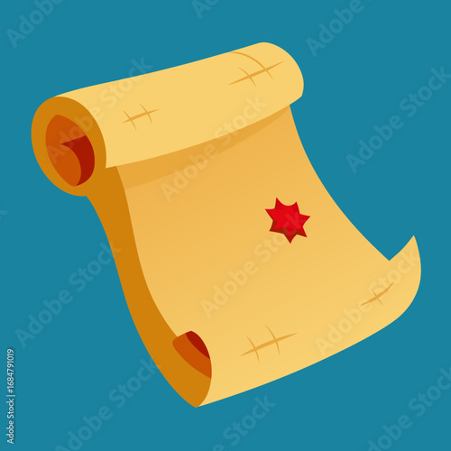 Cartoon treasure map scroll vector illustration