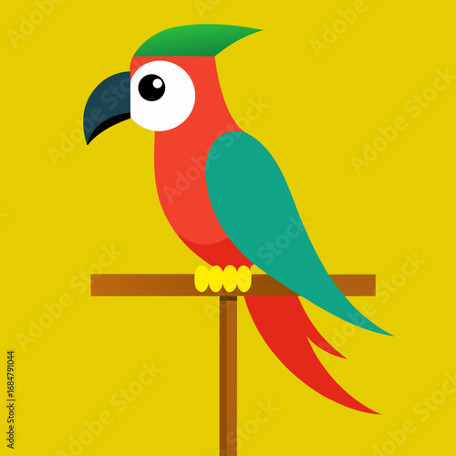 Cartoon parrot lookout mast vector illustration