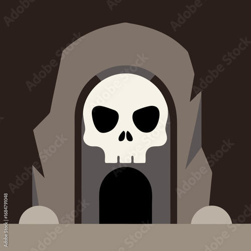 Cartoon skull cave entrance vector illustration