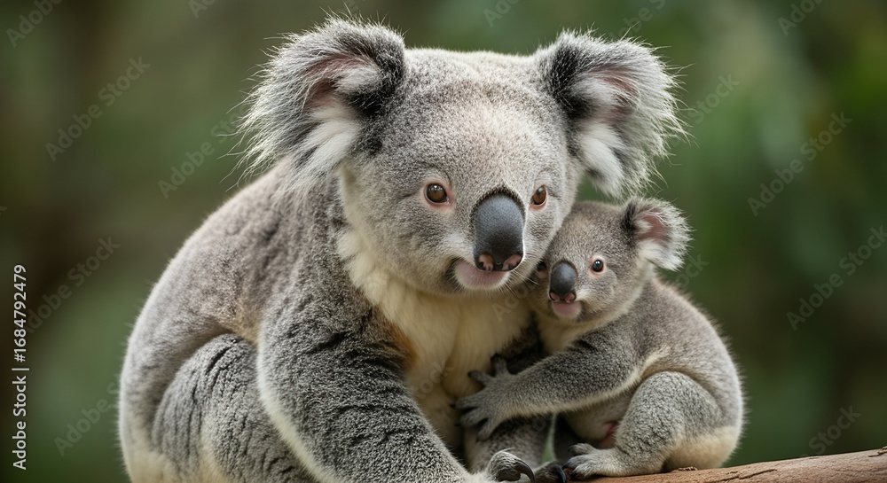Naklejka premium Koala bear with baby cub