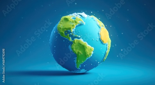 Colorful 3D globe model showcasing continents and lush vegetation against a starry background