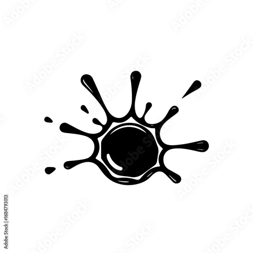 A seamless black and white pattern of stylized, spreading fluid droplets.
An elegant seamless pattern of abstract, ink-like liquid droplets expanding and flowing