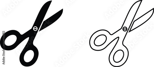 Scissor icon set collection group isolated on transparent background, cutting tool barber tailoring sewing craft symbol illustration design vector graphic template pack bundle, flat line style outline