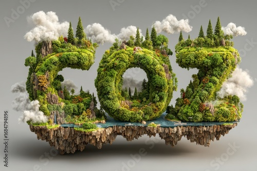Creative representation of nature with lush greenery spelling out COZ