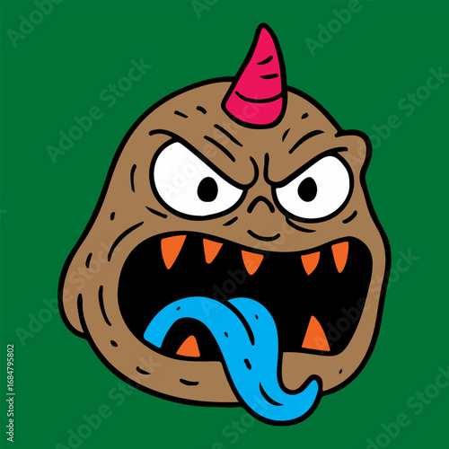 Fotografie crazy monster cartoon character head illustration drawing