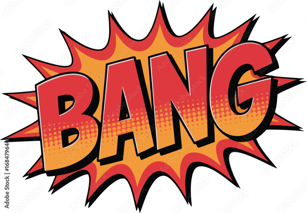 Fototapeta premium Comic Book Style Bang Explosion Word Art with Halftone Dots sound effect pop art