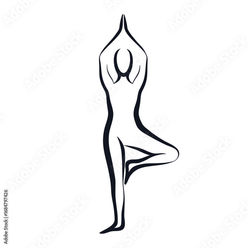 Elegant Yoga Tree Pose Illustration Demonstrating Balance Serenity and Mind Body Harmony a Visual Representation of the Ancient Practice