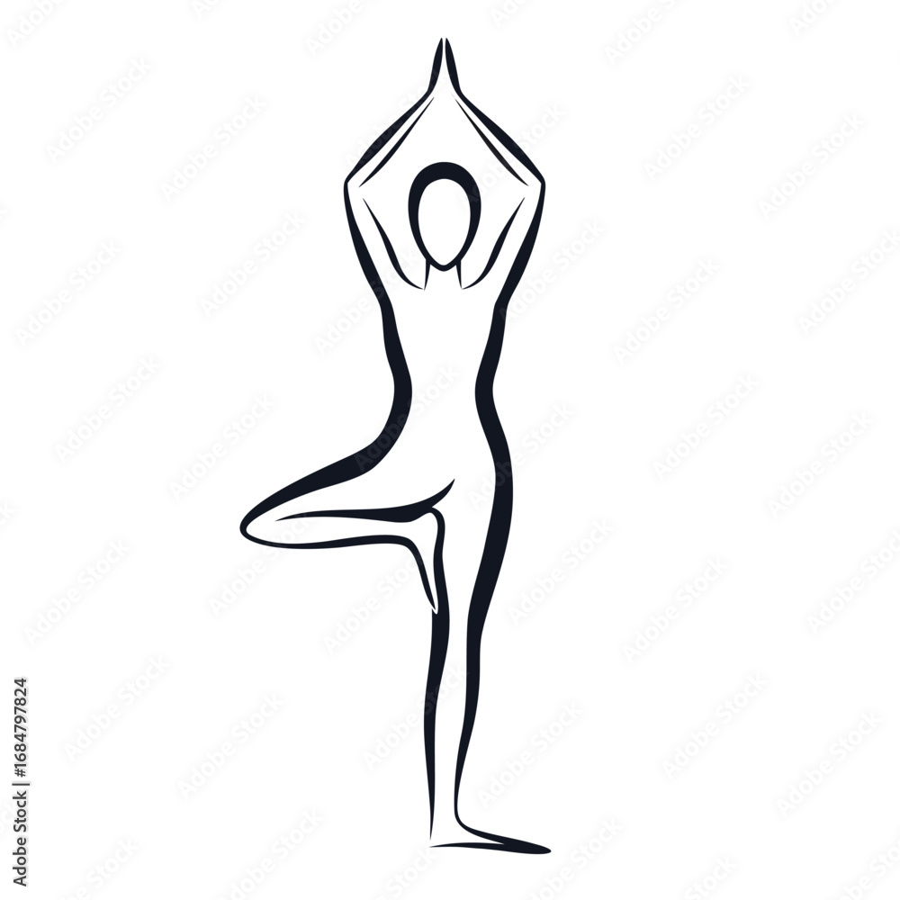 Fototapeta premium Graceful Yoga Silhouette Tree Pose Meditation for Inner Peace and Balance Embracing Mindfulness and Serenity in Fitness and Wellness