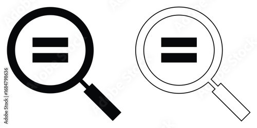 Dark magnifying glass set of 2 on isolated white background. Search object, Lens icon set. Graphical vector illustration of zoom icon. Modern vector shape lens. Mathematic icon on search bar. EPS 10. 