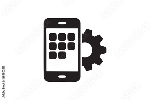 Vector Smartphone and Gear Symbol for App Configuration Design