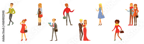 People Character Passenger Moving Enjoy Their Trip Vector Set