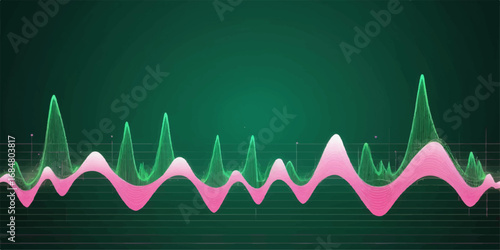 Heartbeat medical graph trace in red and green cardiogram illustration
