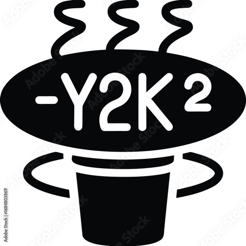 Retro y2k 2 pop culture nostalgia icon with hot steam rising from coffee cup vector