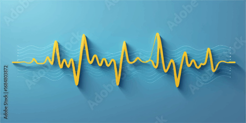 Abstract blue background with a medical EKG heartbeat pulse monitor vector illustration