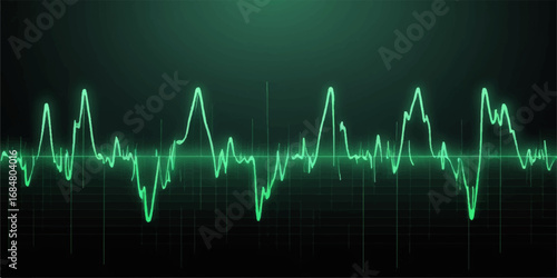 A medical monitor shows a green line heartbeat pulse graph, a vital sign of life and health