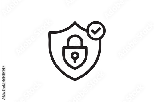Vector illustration of shield padlock for encrypted data safety