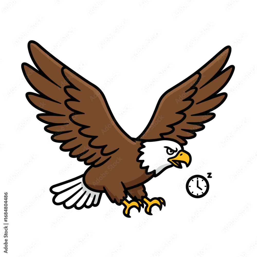 Fototapeta premium Cartoon eagle soaring in the sky