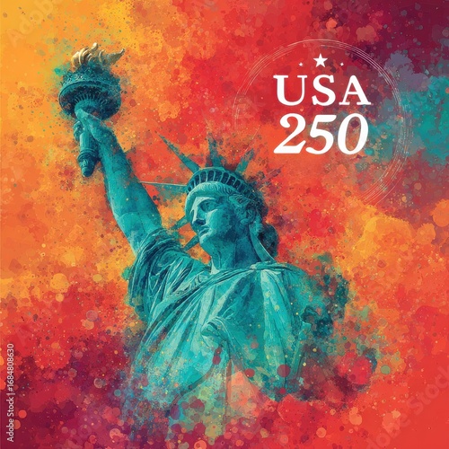 Celebrating usa 250 with the statue of liberty in vibrant colors and artistic expression