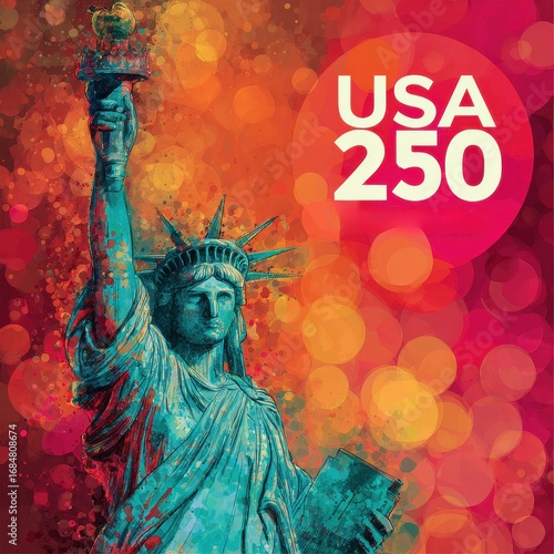 Celebrating 250 years of freedom with the Statue of Liberty in vibrant colors