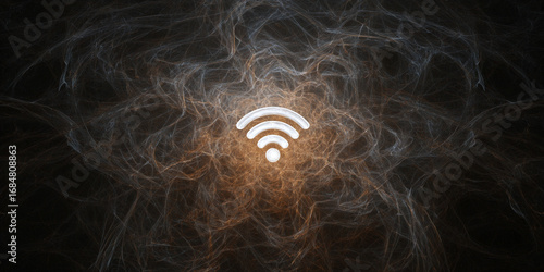 Wallpaper Mural Abstract glowing WiFi symbol in fiery tangled background of digital energy, futuristic wireless communication and technology illustration - AI generated Torontodigital.ca