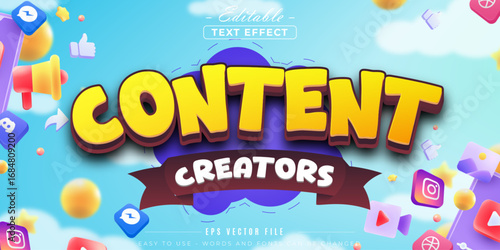 Content creators text style, editable text effect.