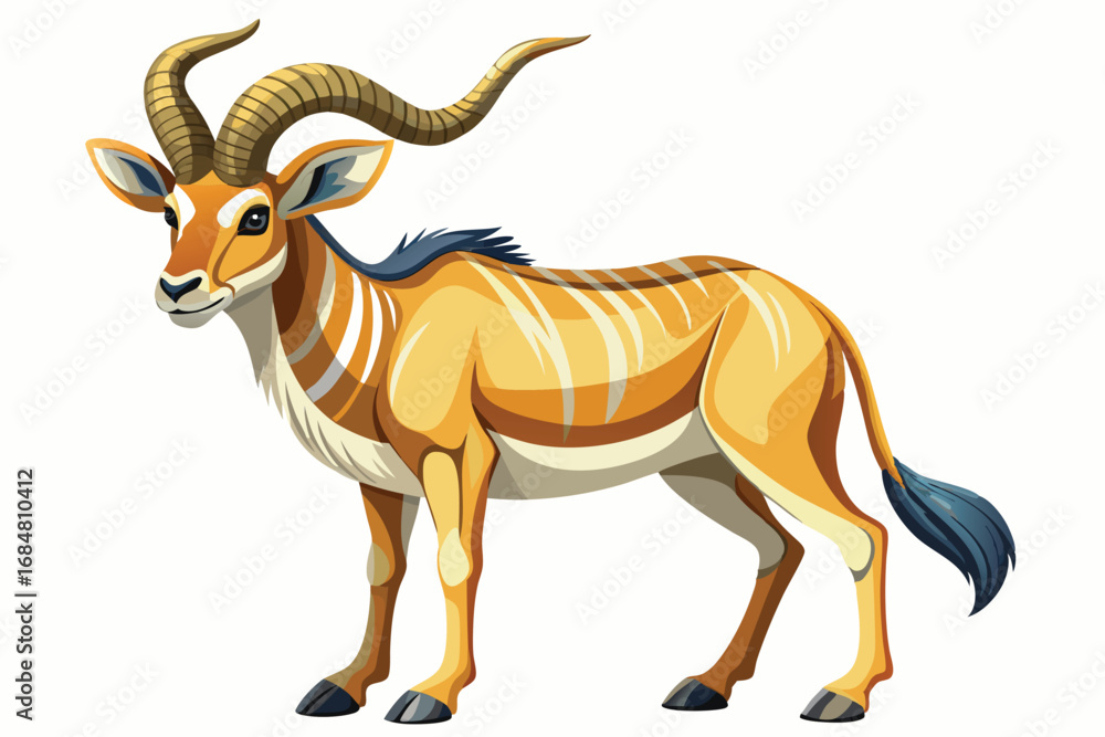Obraz premium Elegant Illustration of a Nyala Antelope Standing Tall Depicted with Striking Detail and Gentle Shading a Captivating Wildlife Portrayal