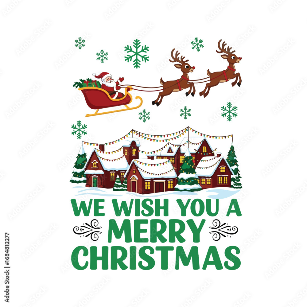 Fototapeta premium Aesthetic Merry Christmas Graphic Santa Claus