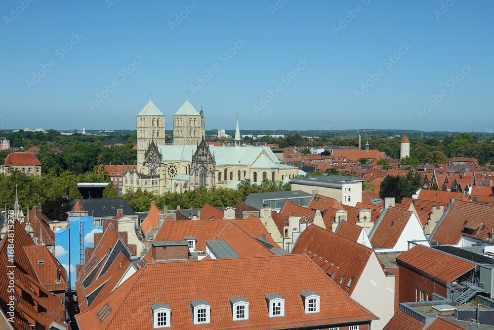 Obraz premium Münster - Blick aus dem Stadthaus auf den Dom